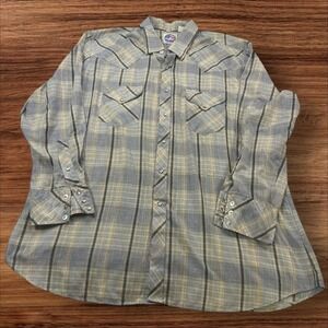 Vintage Miller Western Wear Plaid Western Shirt Pearl Snap Pockets Mens 19-34USA